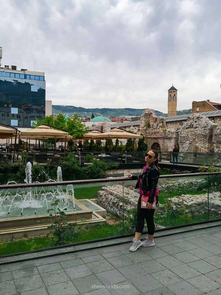 Girl looking at Old ruins in Sarajevo