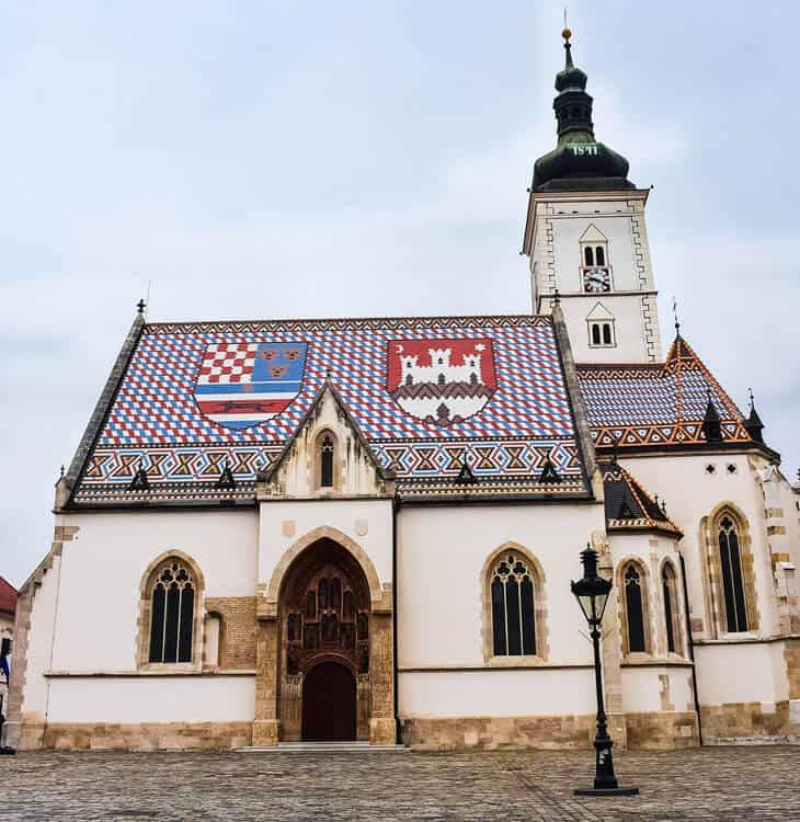Entrance to Saint marks church in Zagreb