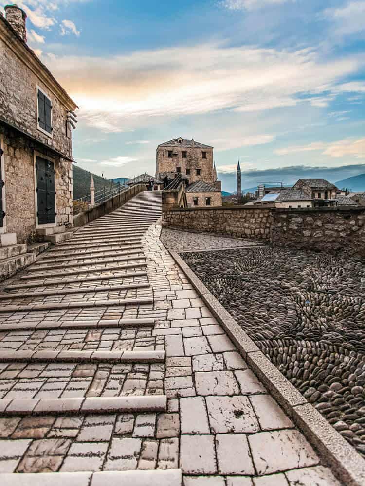 Stairs leading to Old bridge in Mostar