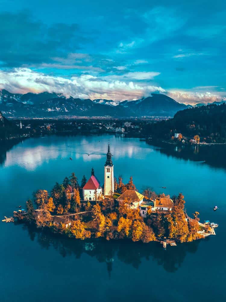 Aerial view of Bled Lake