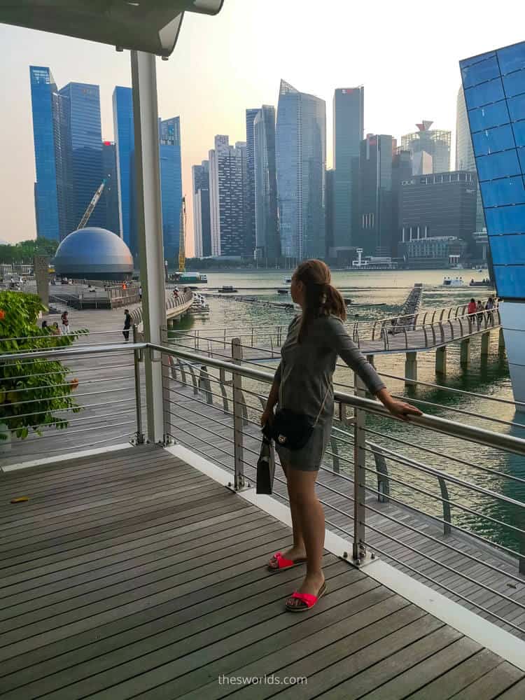 Girl looking at Business center of Singapore