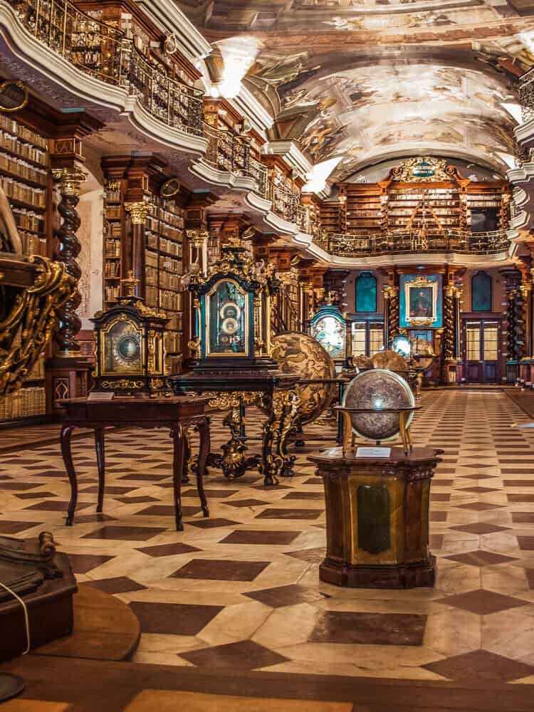 Inside view of Prague library