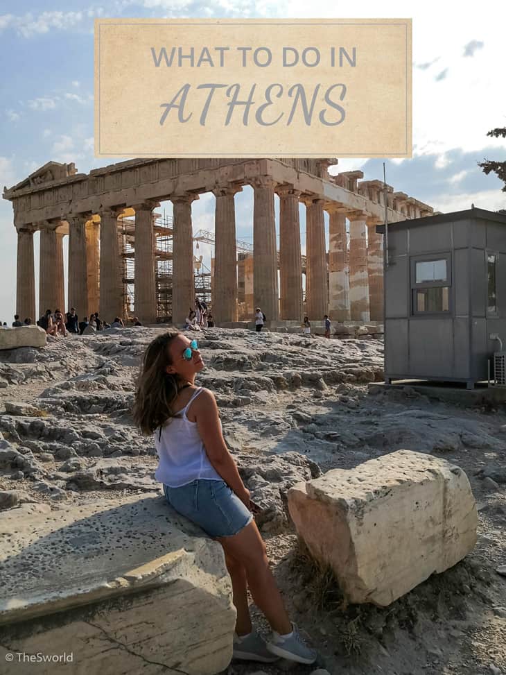Girl sitting in front of Parthenon in Athens
