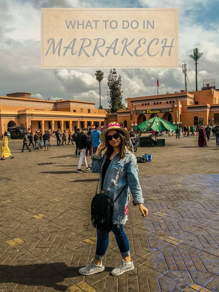 Girl standing in the middle of Medina of Marrakech