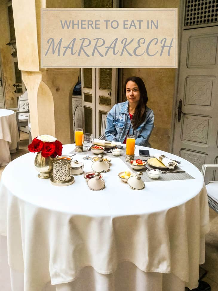 Girl having breakfast at Marrakech hotel