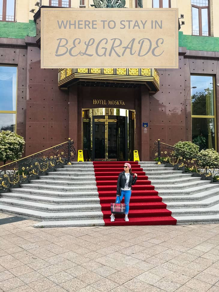 Girl standing in front of Hotel Moskva in Belgrade