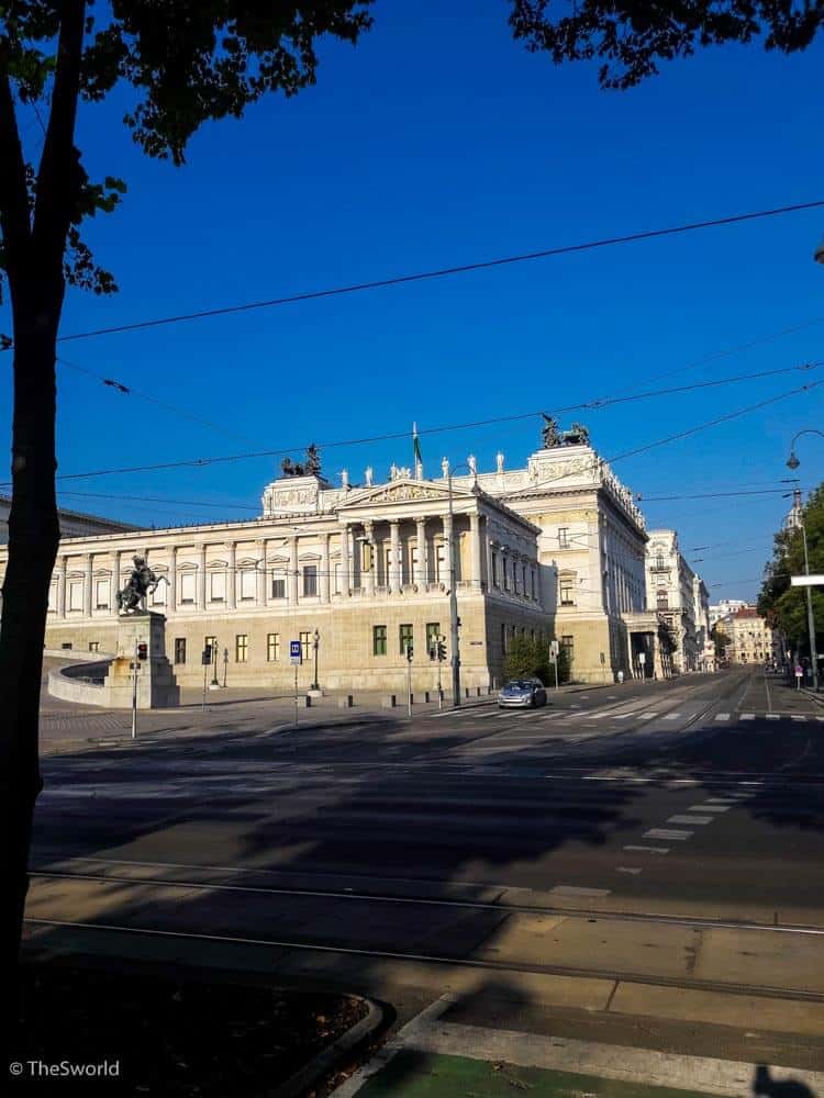 View of Austrian parliament building in Vienna