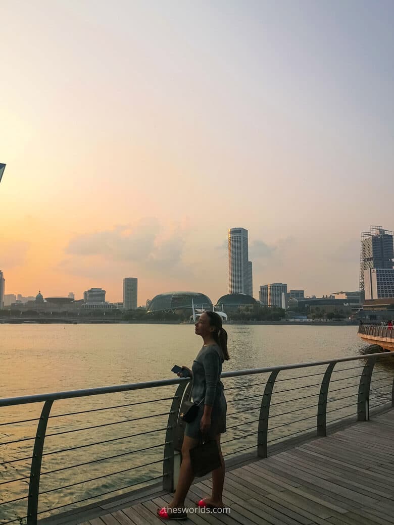 Girl posing while looking at city at Singapore