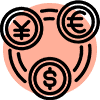 Currency with pink background icon