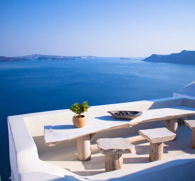 Ocean view from balcony in Greece