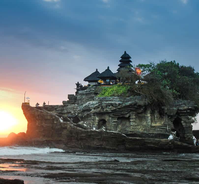 View of a temple on a rock at Canggu in Bali