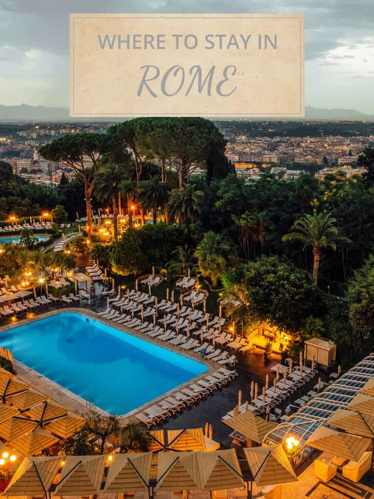 Where to stay in Rome with pool and trees in the background