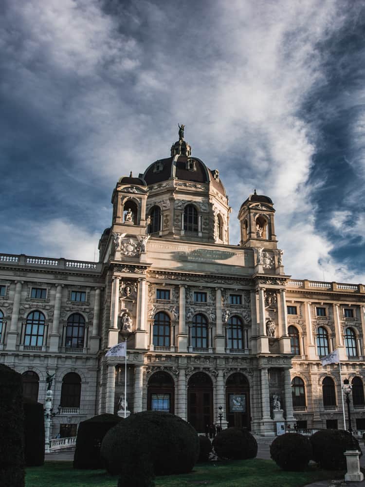 Outside view of museum in Vienna at cloudy day