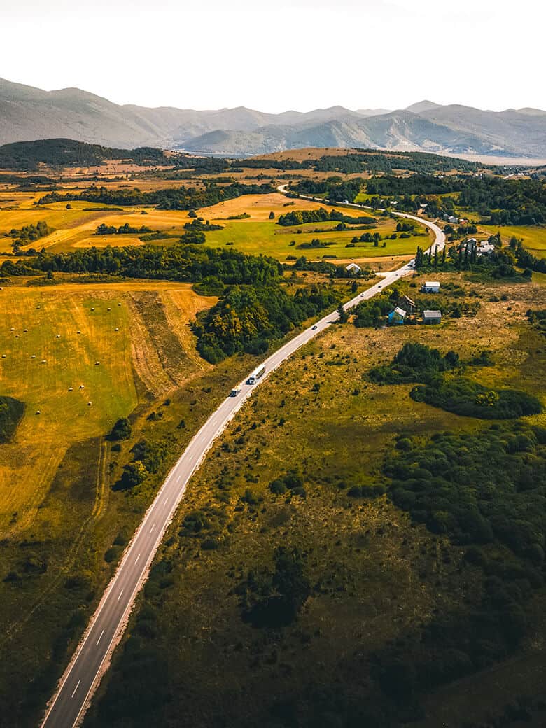 Roads and plain fields in Croatia