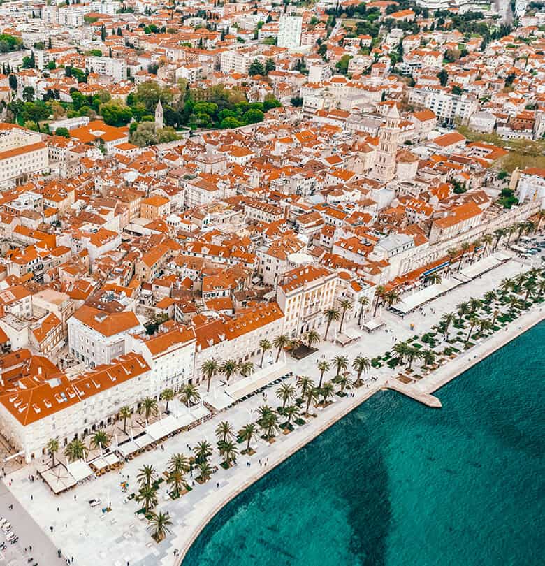 Aerial view of Riva in Split