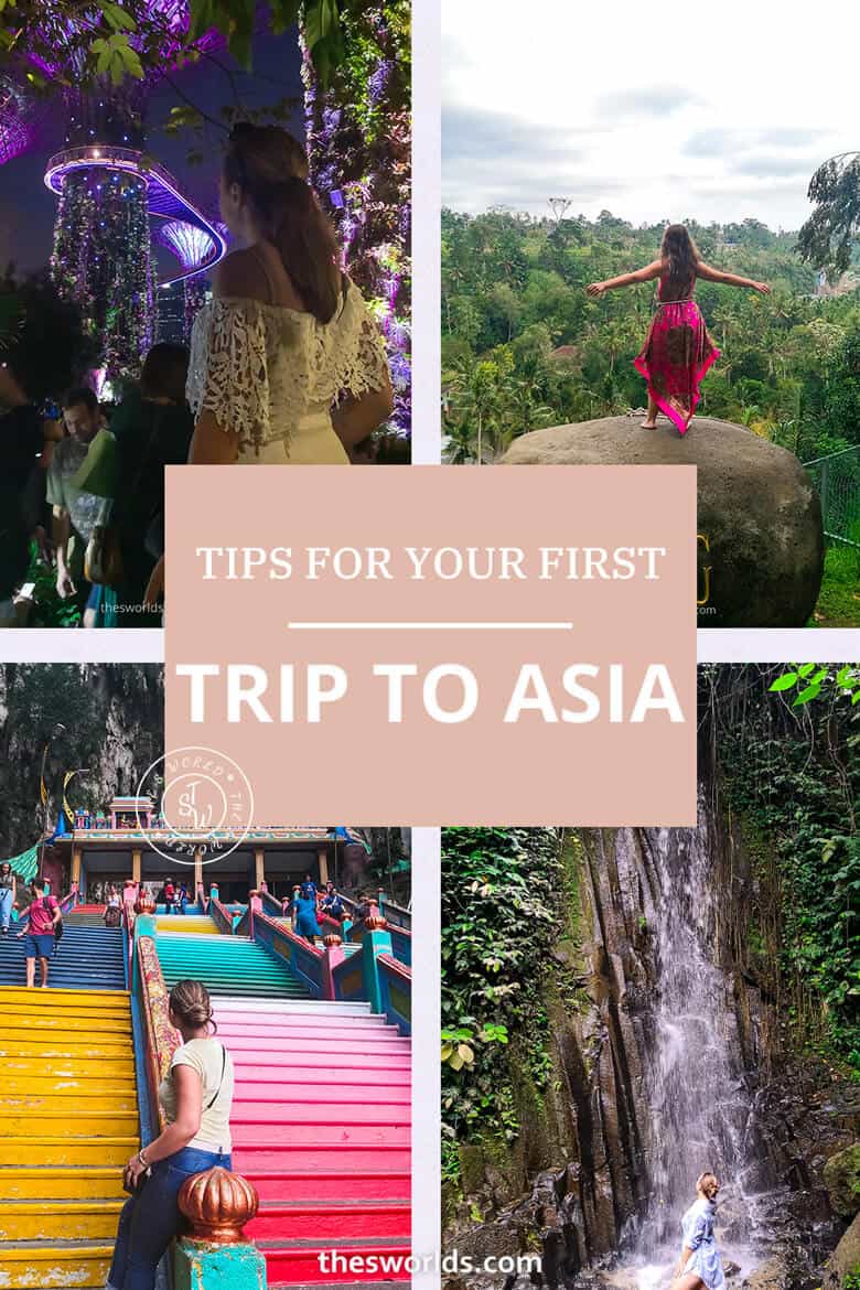 Tips for your first trip to Asia with four images in background