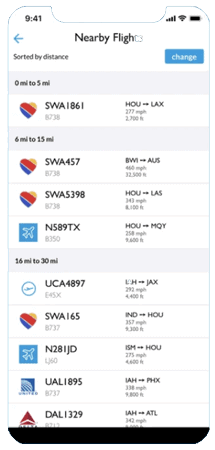 FlightAware app screen