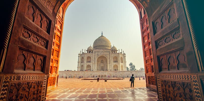 Font view of Taj Mahal in India
