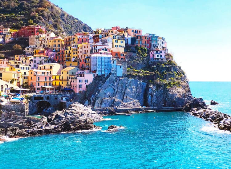 Houses on a cliff at Cinque Terre