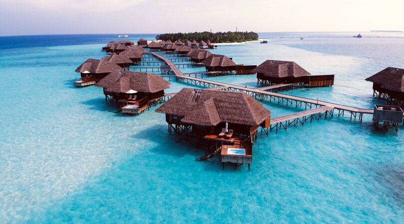 Houses on water in Maldives