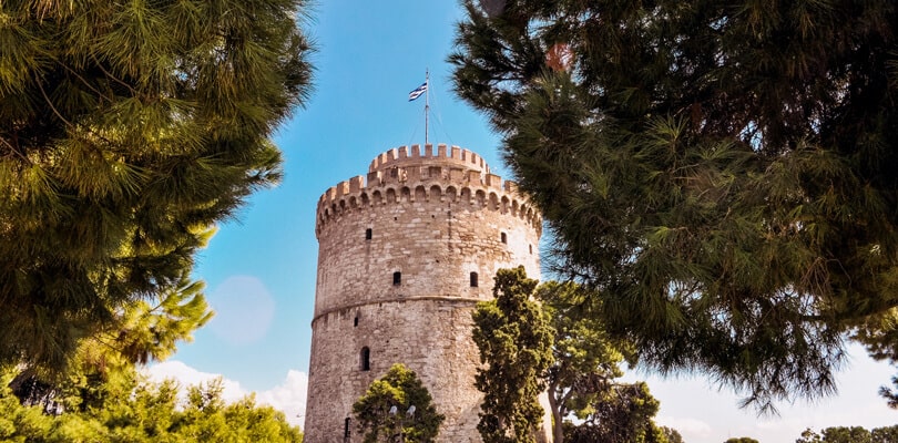 Rock made tower in Thessaloniki Greece