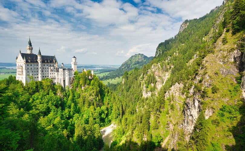 Bavaria germany castle and forrest view