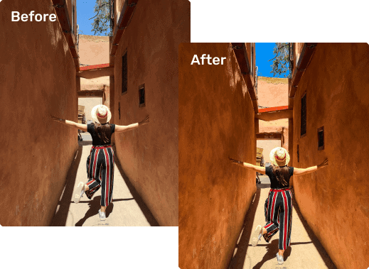 Before and after Lightroom images