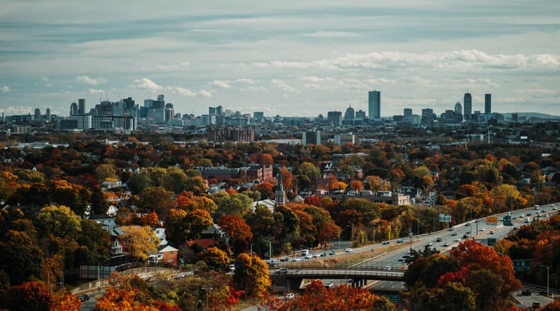 Boston skyline in Fall