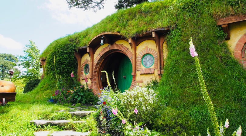 Hobbit motel covered in grass