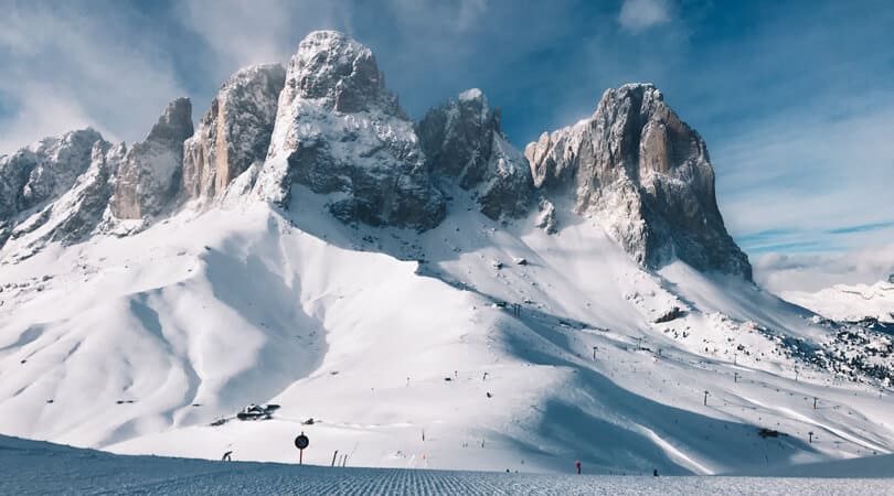 Dolomites covered with snow in Winter