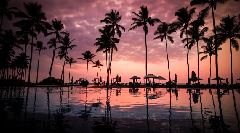 Sri Lanka Beach resort at Sunset