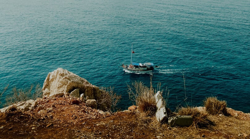Boat in sea in Kas Turkey