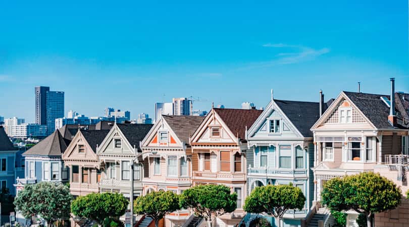 Colorful houses in Spring in San Francisco