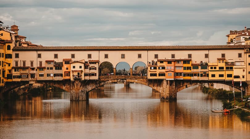 River view of Ponte Vecchio Bridge in Florence