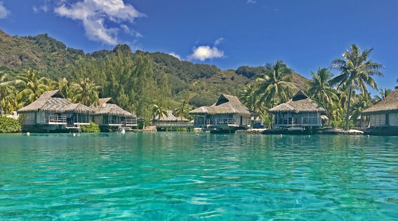 Houses in water in Bora Bora