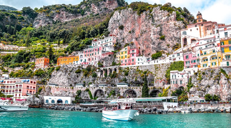 Houses on a Cliff in Amalfi Town