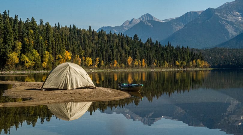 Camping next to water in USA