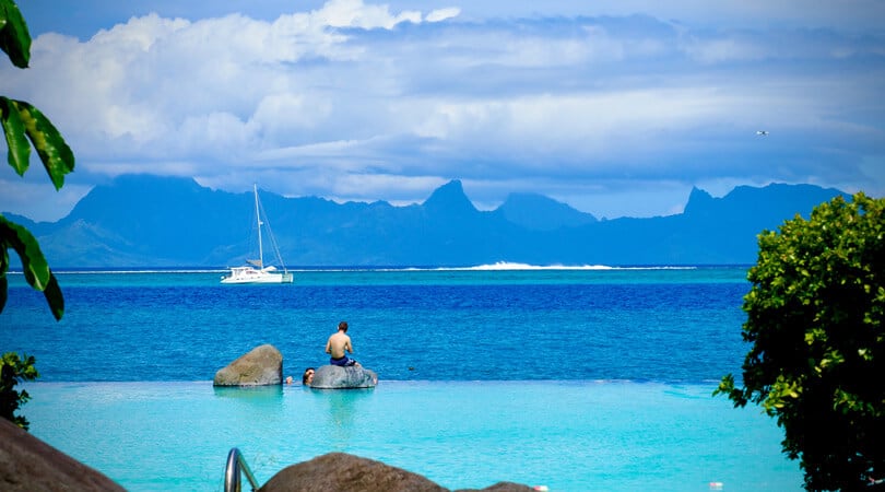 People in a pool next in Tahiti
