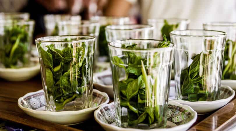 Tea leaves in a glass