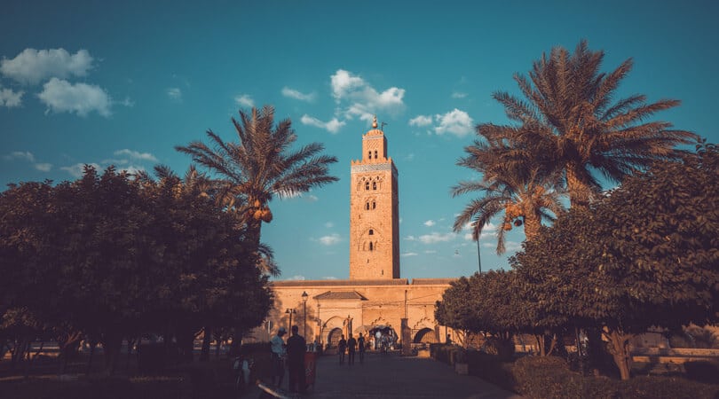 Front view of a temple in Marrakech