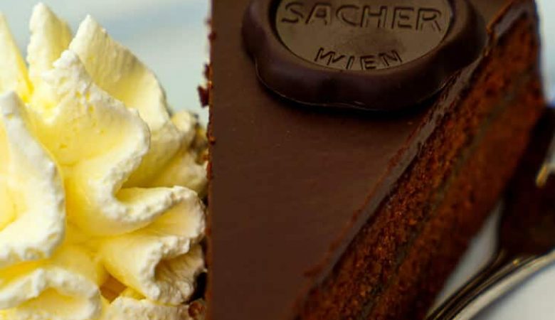 Eating cake at Sacher Hotel in Vienna
